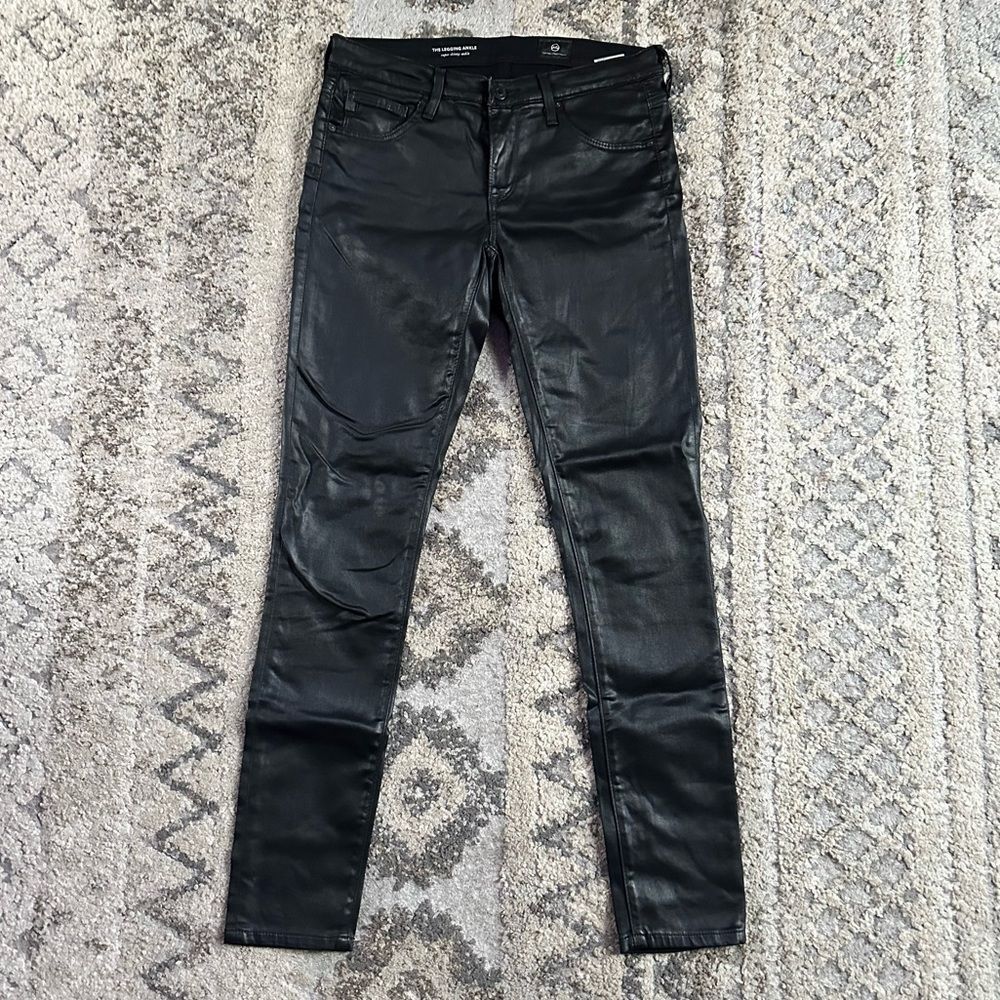 AG Mila The Legging Ankle Super Skinny Ankle Leather Coated Jean 26x28